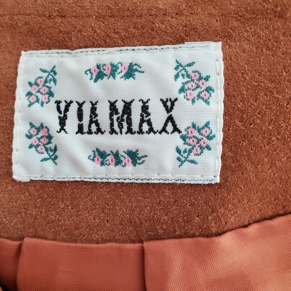 Vintage Via Maxx Genuine Suede Leather Skirt Brown - Picture 3 of 7